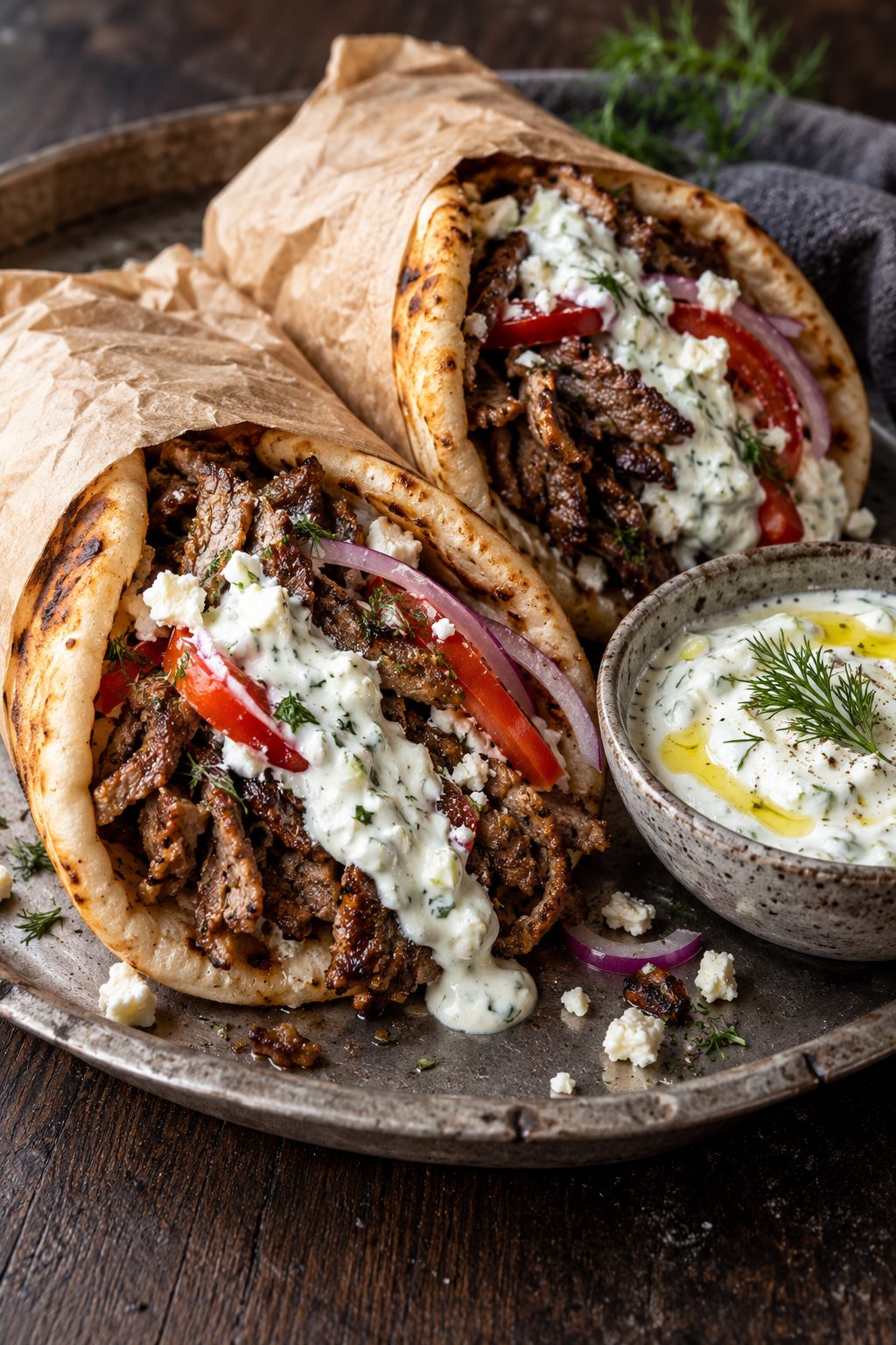 Beef Gyros with Tzatziki