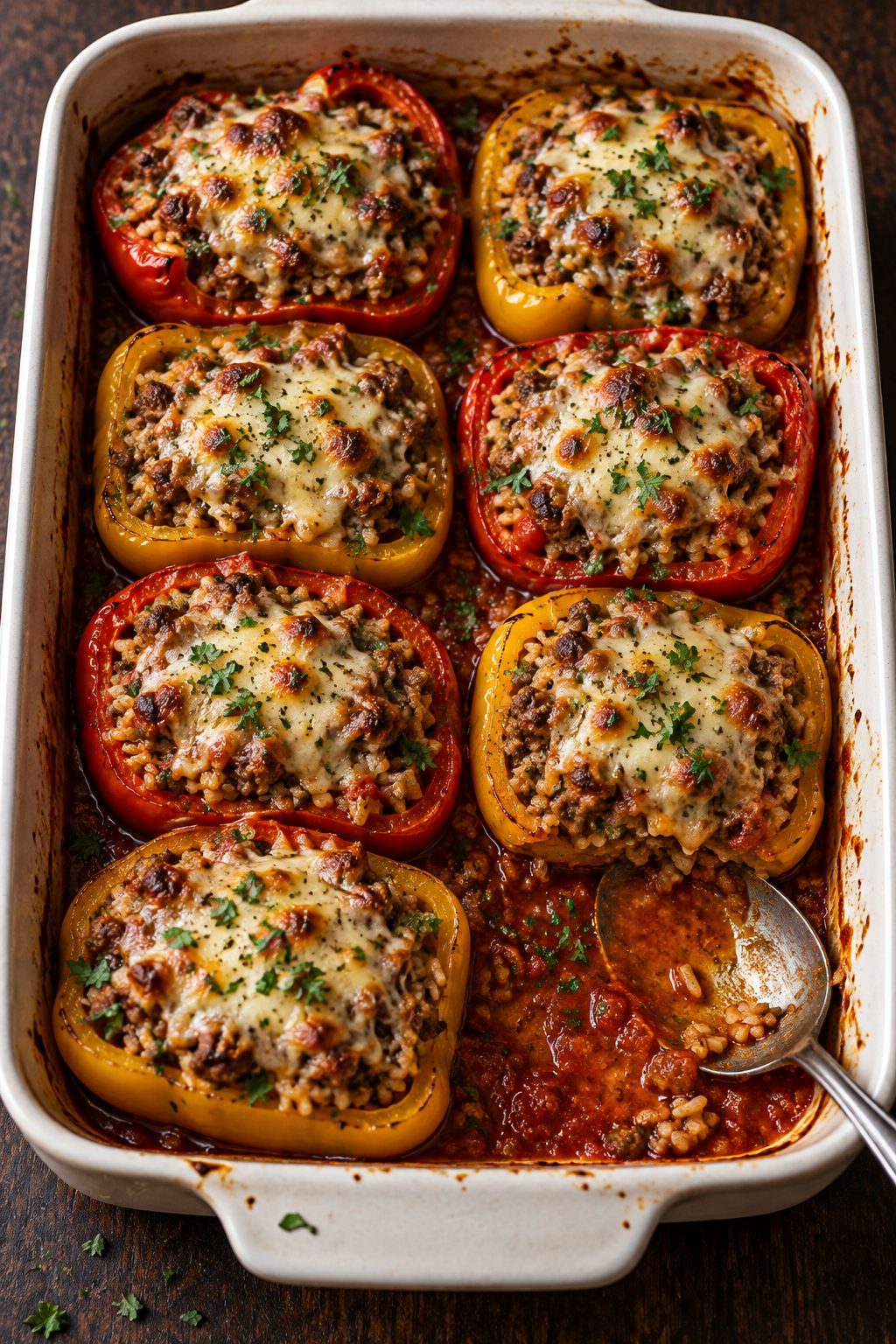 Beef and Rice Stuffed Peppers