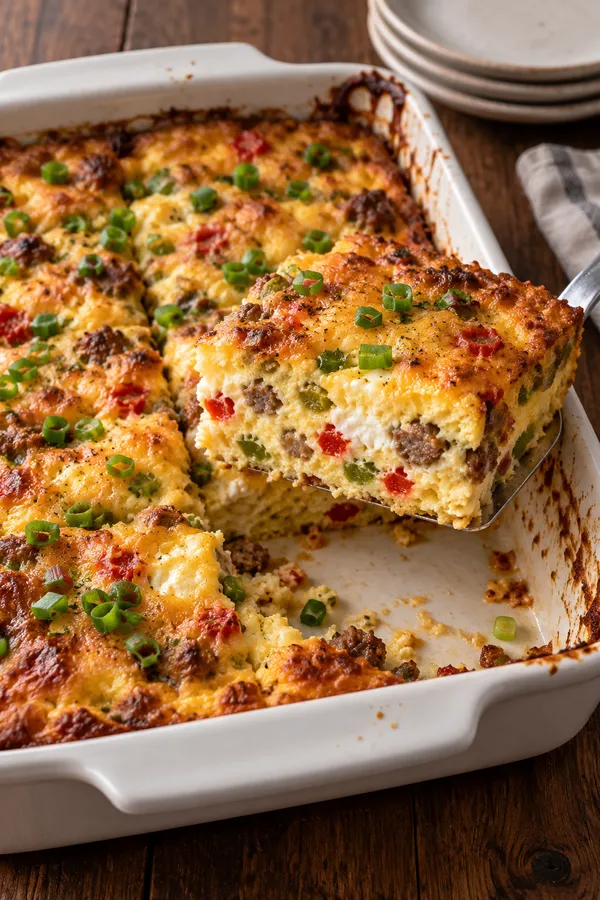 Cottage Cheese Sausage Egg Bake