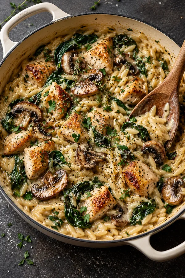 Creamy Chicken and Mushroom Orzo