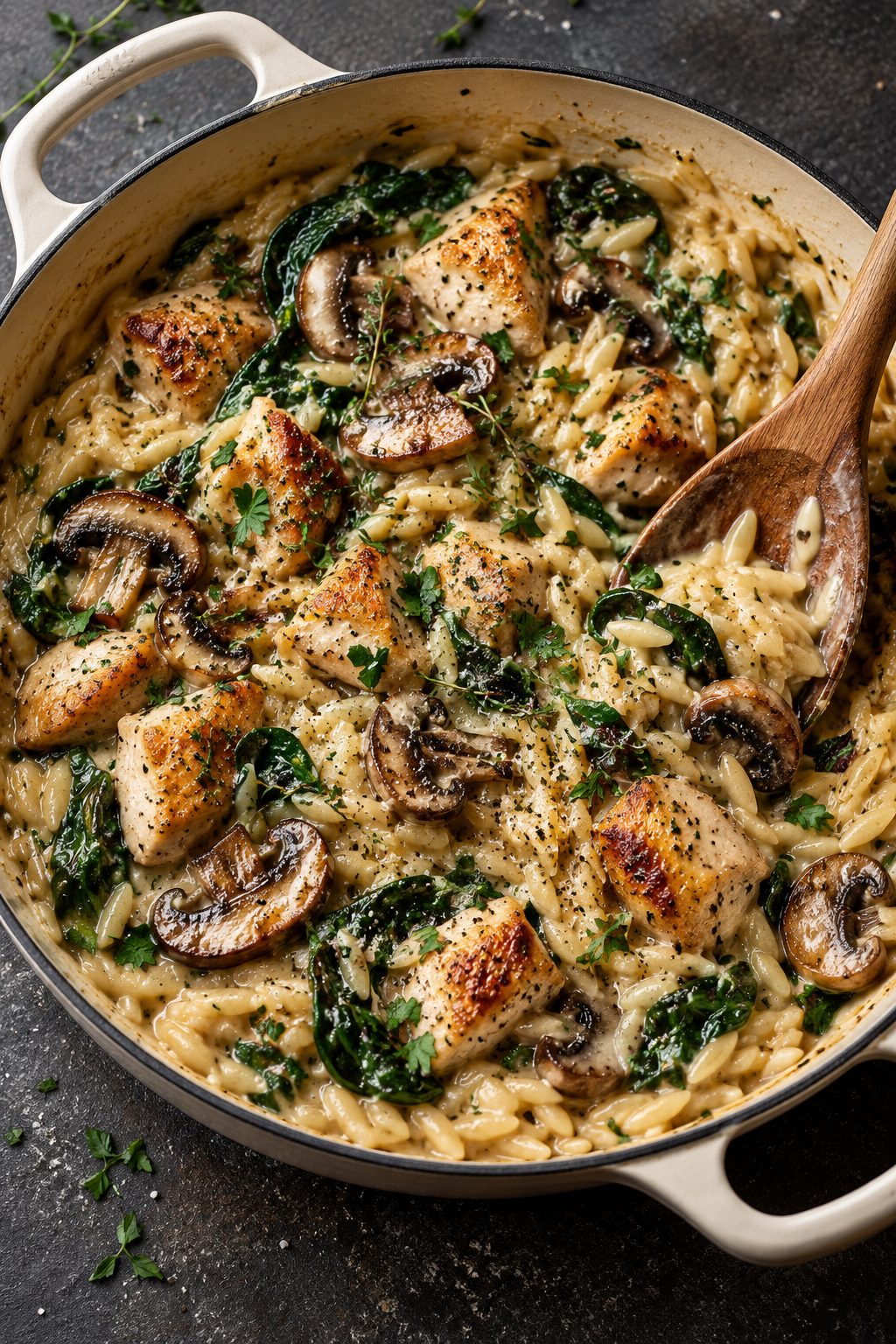Creamy Chicken and Mushroom Orzo
