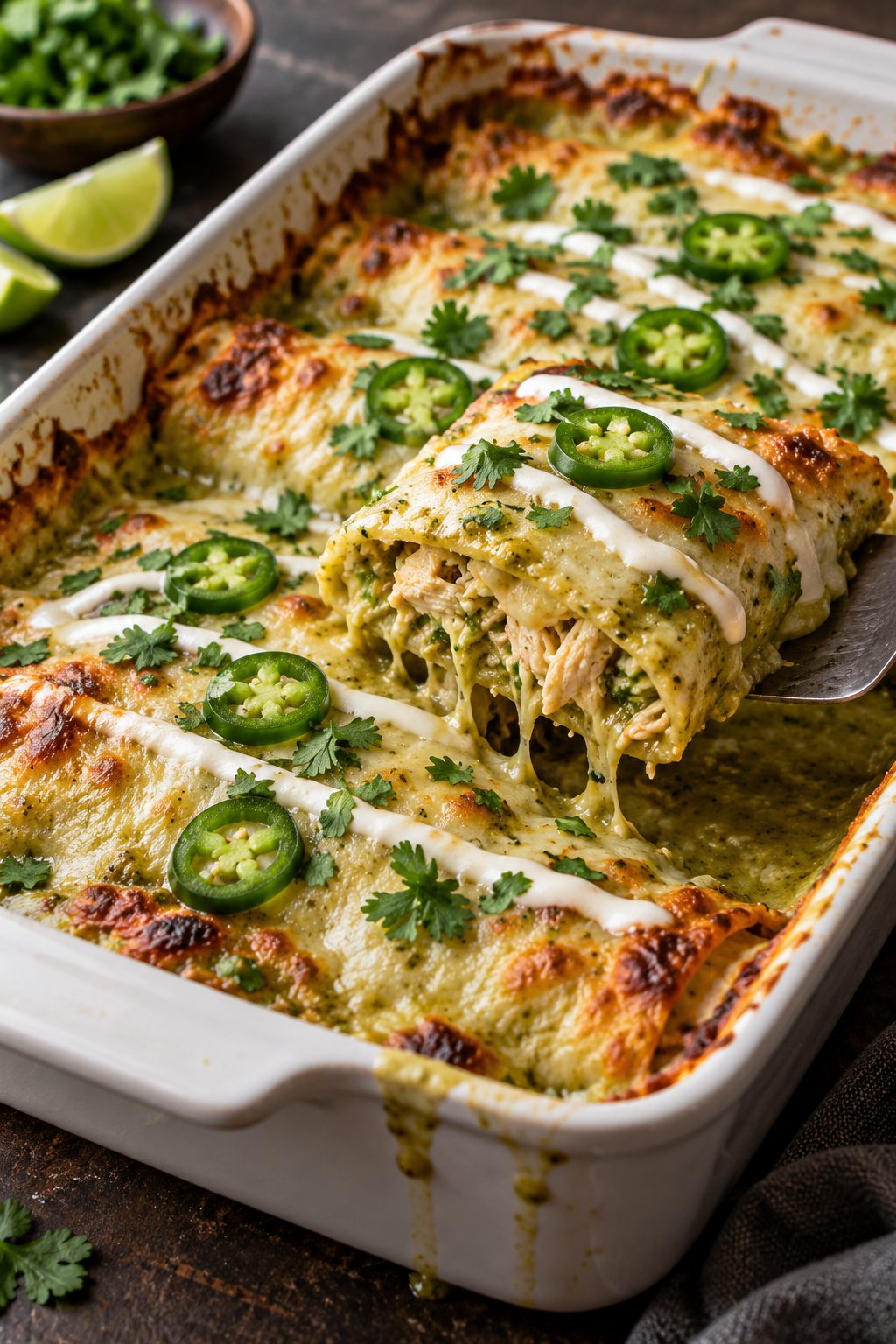 Creamy Green Chicken Enchiladas