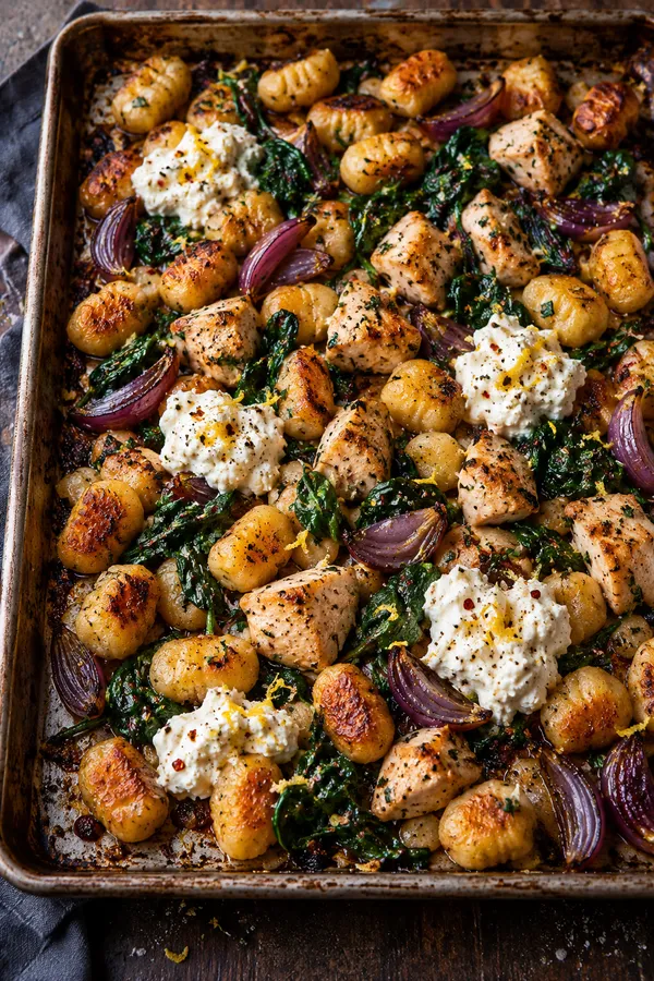 Crispy Gnocchi with Chicken and Spinach