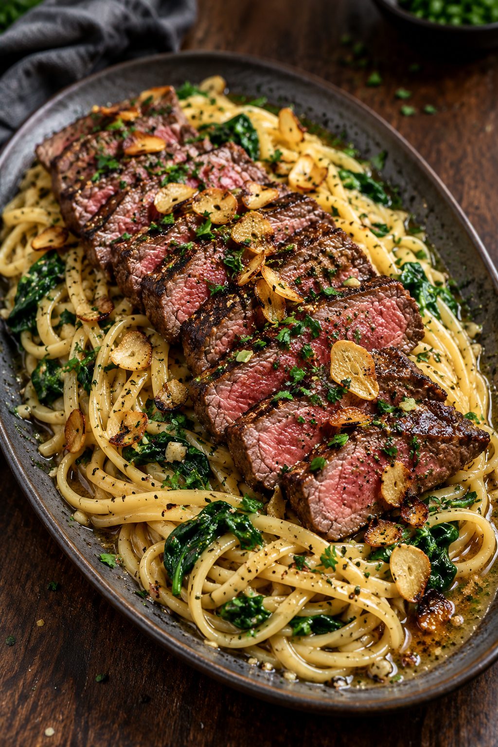 Garlic Butter Steak Pasta