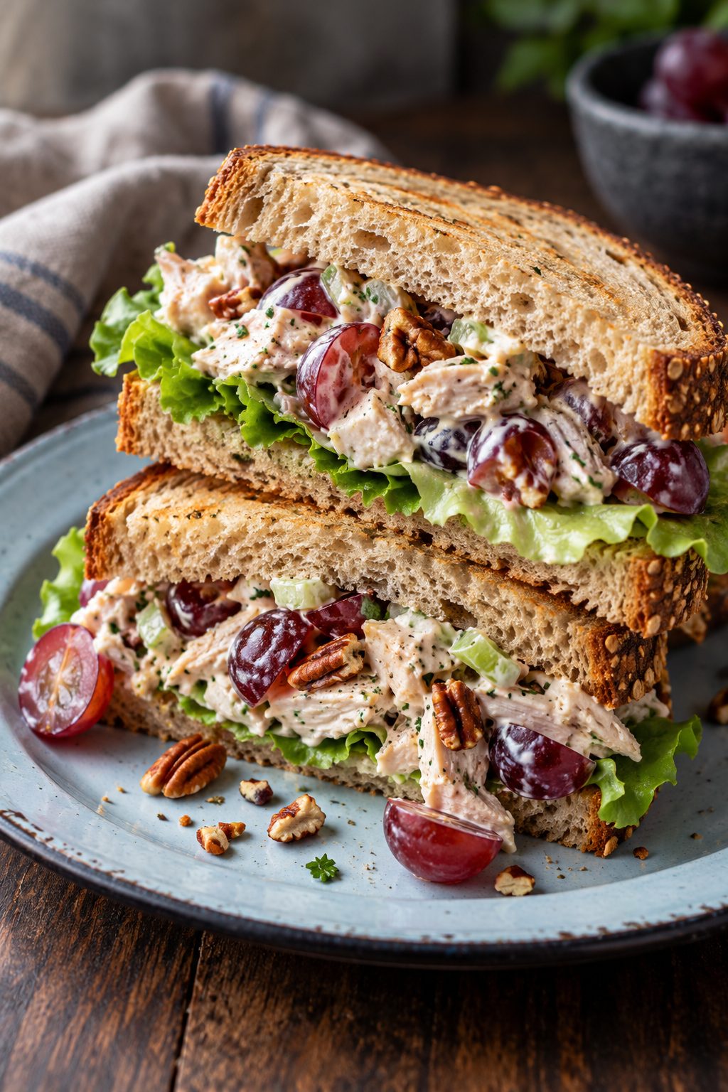 Grape and Pecan Chicken Salad Sandwiches