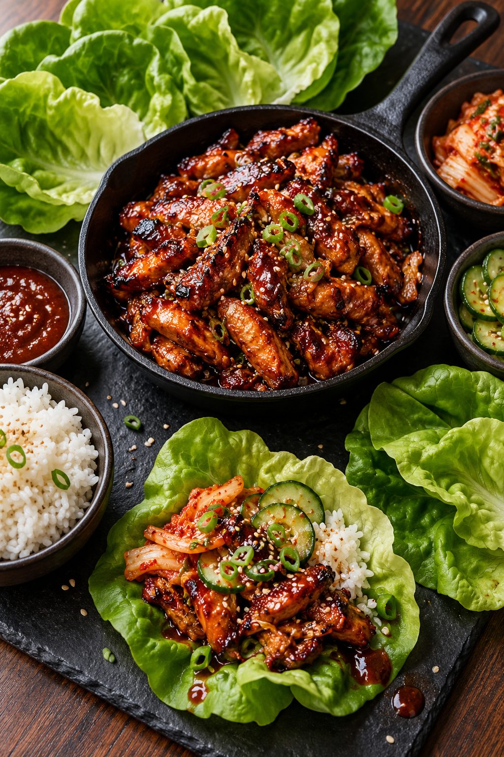 Korean BBQ Chicken Lettuce Wraps