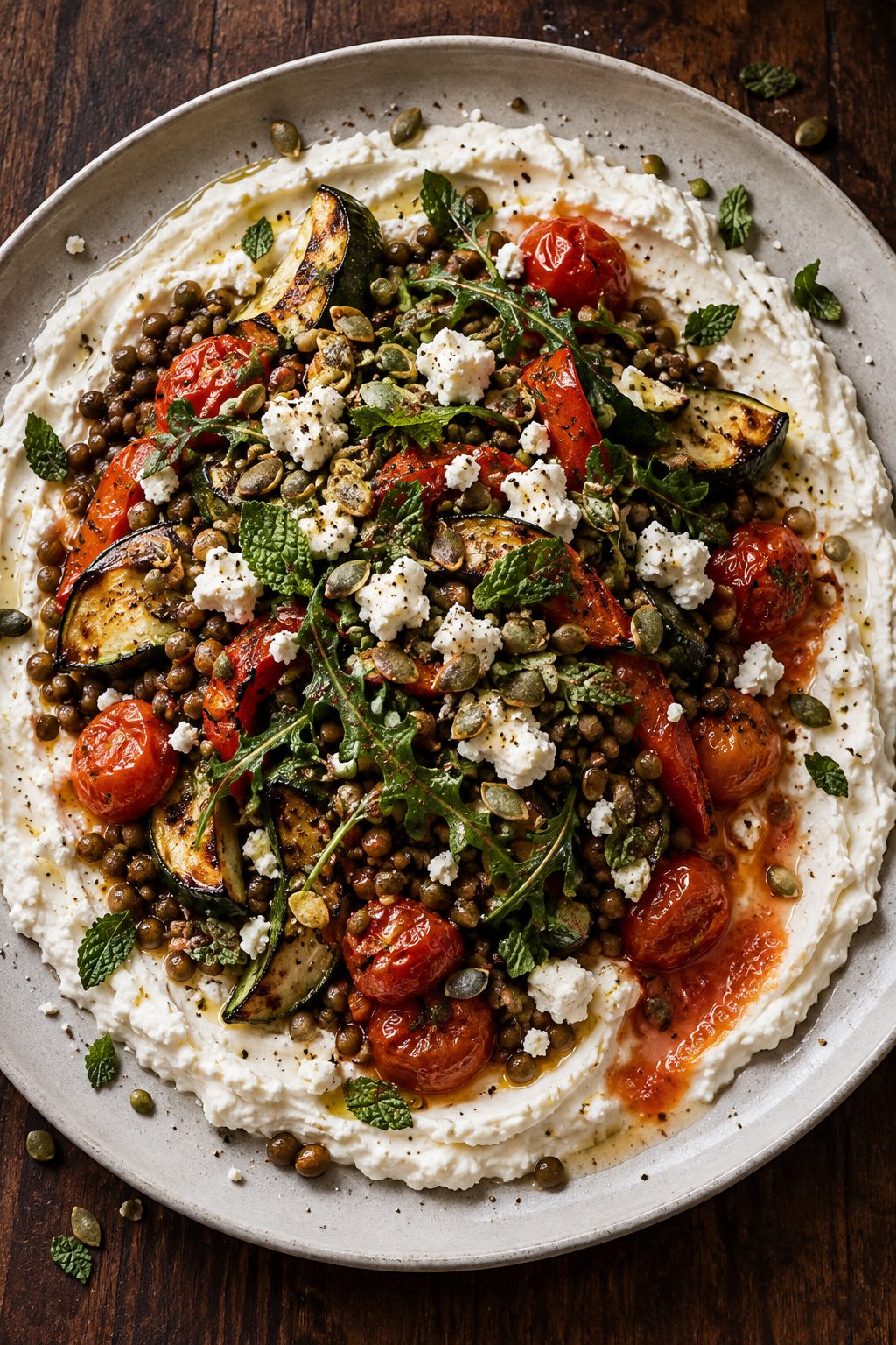 Lentil, Feta and Roasted Vegetable Salad