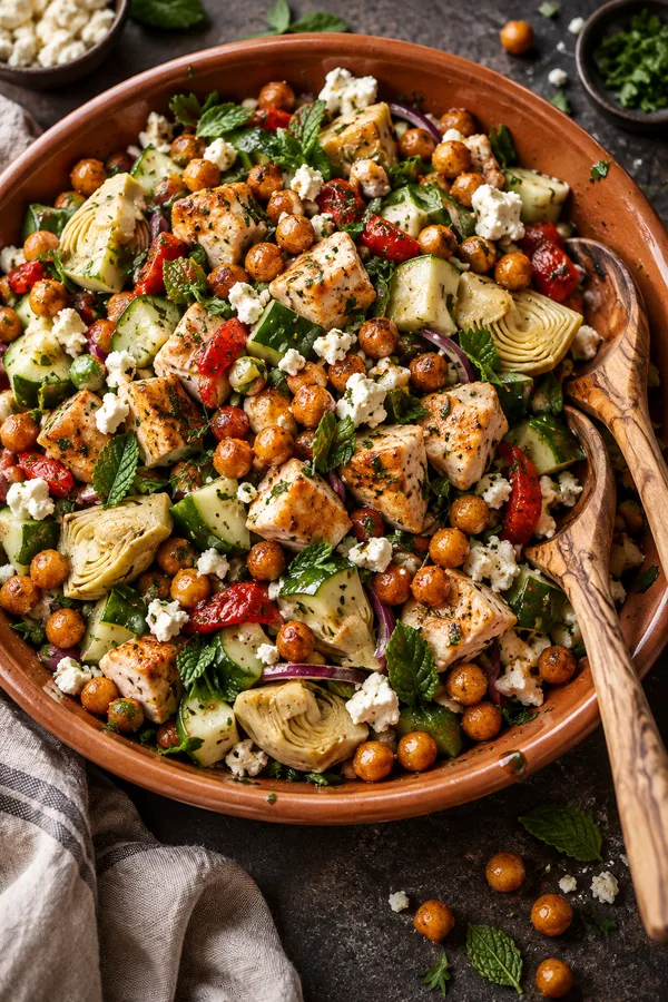Mediterranean Chicken Chickpea Salad