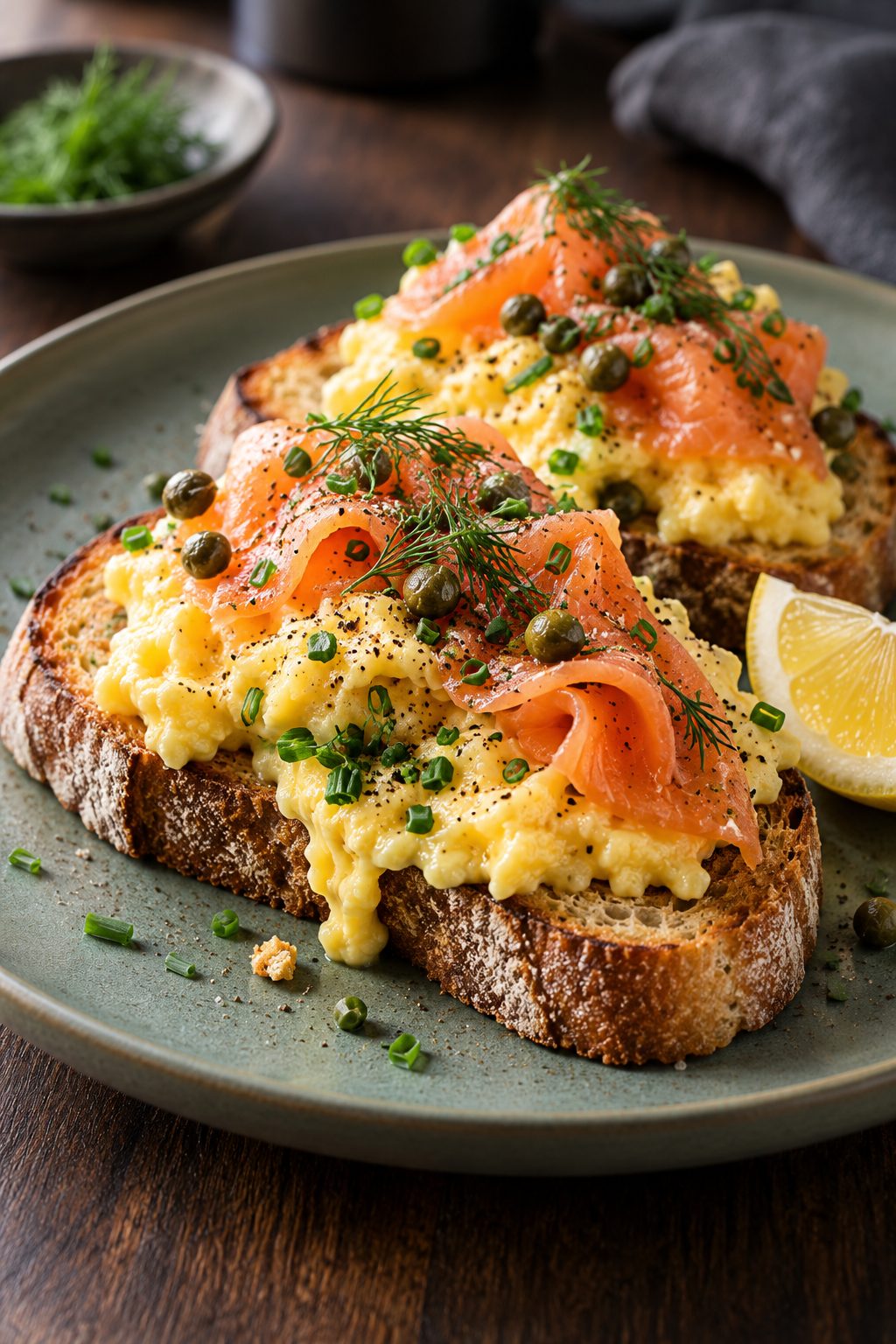 Smoked Salmon Scrambled Eggs on Toast