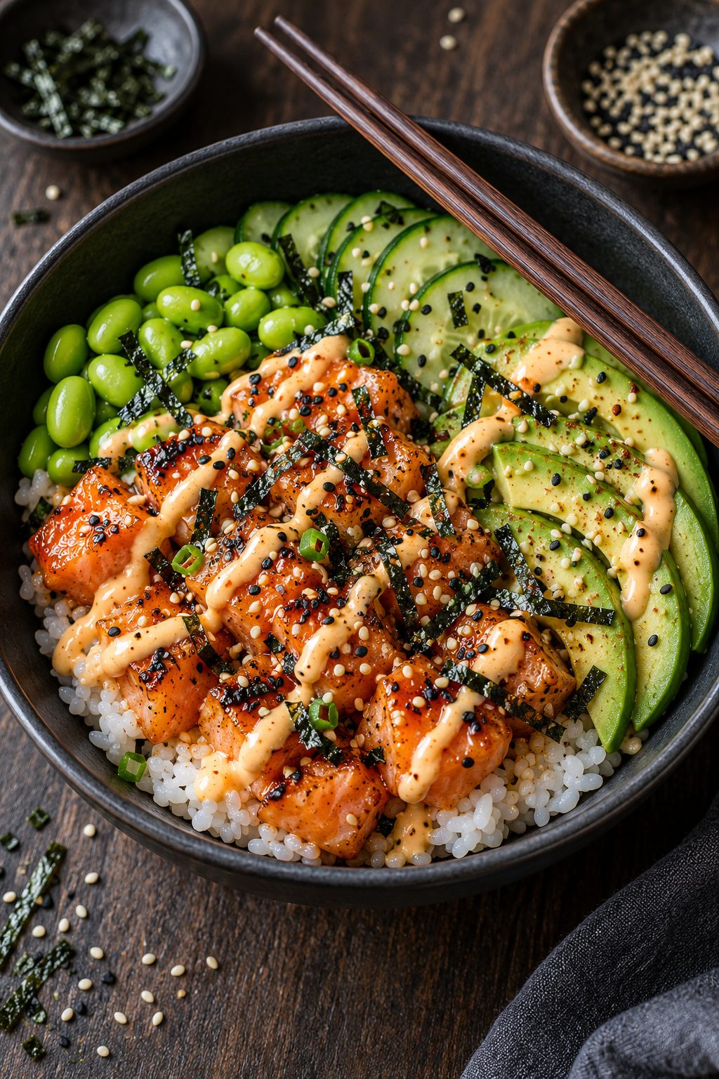 Spicy Salmon Sushi Bowls
