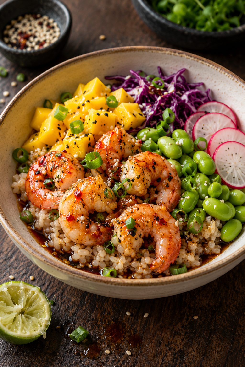 Spicy Shrimp Poke Bowls